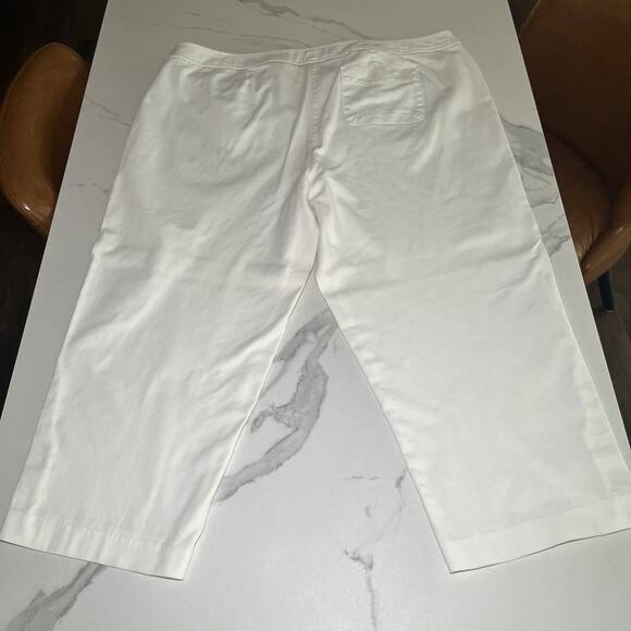 Talbots Classic Fit Straight Crop Leg Cotton White Pants 18W High Rise Stretch - Picture 8 of 9